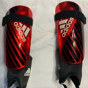 Shiny red Adidas shin guard with ankle support,size L,+18